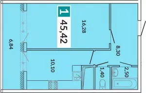 1-комнатная квартира 45.5 м² в ЖК «7 Вершин»