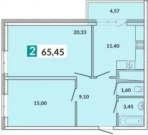 2-х комнатная квартира 65.5 м² в ЖК «7 Вершин»