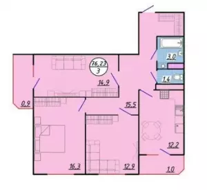 3-х комнатная квартира 76.23 м² в ЖК «Абрикос»