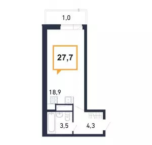 Квартира-студия 27.7 ЖК «Абрикосово»