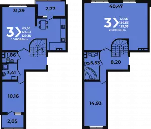 3-х комнатная квартира 129.4 м² в ЖК «Аксиома»