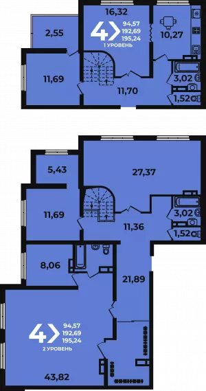 4-х комнатная квартира 195.2 м² в ЖК «Аксиома»