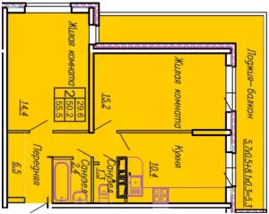 2-х комнатная квартира 56 ЖК «Акварели 3»