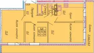 3-х комнатная квартира 68 ЖК «Акварели 3»