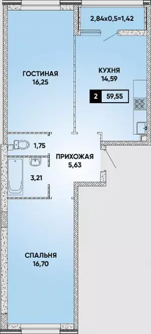 2-х комнатная квартира