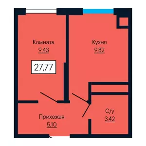 1-комнатная квартира 27.77 ЖК «Баланс»