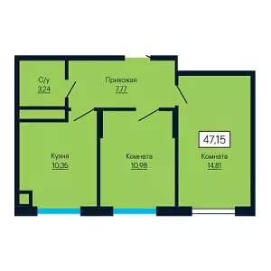 2-х комнатная квартира 47.15 м² в ЖК «Баланс»