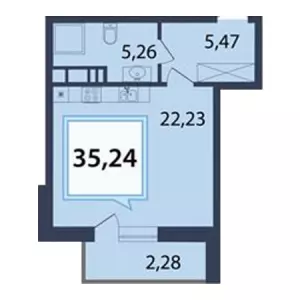 Квартира-студия 35.24 ЖК «Белые росы»