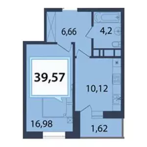 1-комнатная квартира 39.57 ЖК «Белые росы»