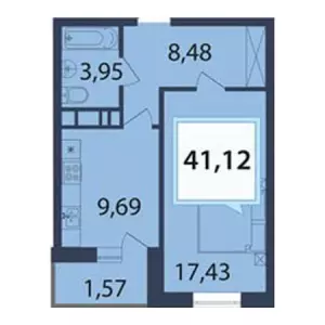 1-комнатная квартира 41.12 ЖК «Белые росы»