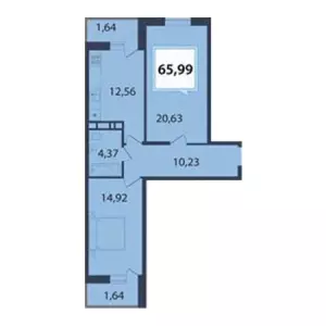 2-х комнатная квартира 65.99 м² в ЖК «Белые росы»