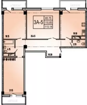 3-х комнатная квартира 115.14 м² в ЖК «Центральный»