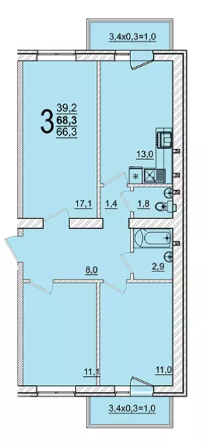 3-х комнатная квартира