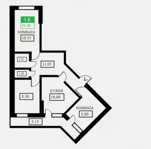 3-х комнатная квартира