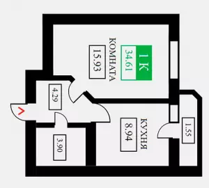 1-комнатная квартира