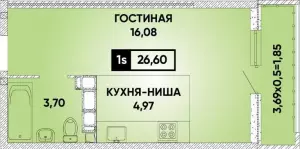 Квартира-студия 26.6 м² в ЖК «Достояние»