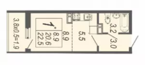 1-комнатная квартира 23 ЖК «Дружный»
