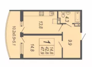 1-комнатная квартира 48 ЖК «Дружный»