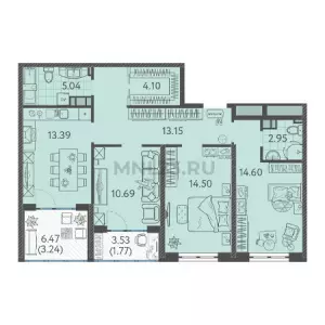 3-х комнатная квартира 83.43 м² в ЖК «Друзья»