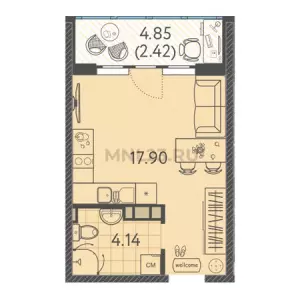 Квартира-студия 24.46 м² в ЖК «Друзья»