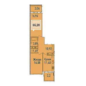 2-х комнатная квартира 65.2 м² в ЖК «Элегант»