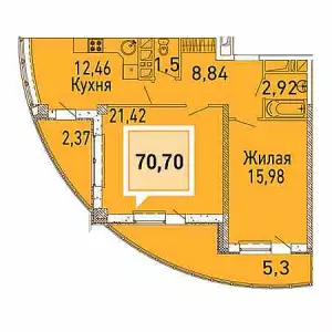 2-х комнатная квартира 70.7 ЖК «Элегант»