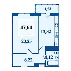 1-комнатная квартира 47.64 ЖК «Фамилия»