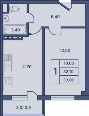 1-комнатная квартира 33 ЖК «Гармония»