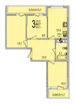 3-х комнатная квартира