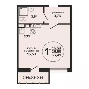 Квартира-студия 27.41 м² в ЖК «Гулливер»