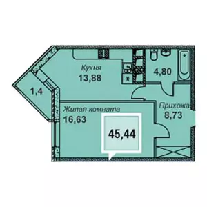 1-комнатная квартира 45.44 м² в ЖК «Империал на Бородинской»