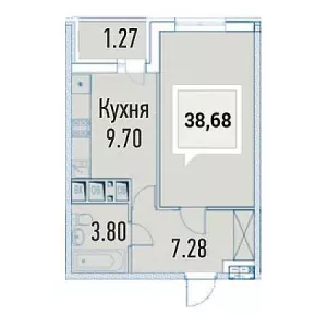 1-комнатная квартира 38.68 ЖК «Империал на Бородинской»