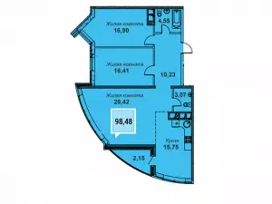 3-х комнатная квартира 98.48 м² в ЖК «Империал на Бородинской»