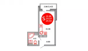 Квартира-студия 25.5 м² в ЖК «ИНСИТИ»