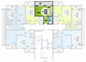 1-комнатная квартира 30.15 м² в ЖК «Квартал №6»