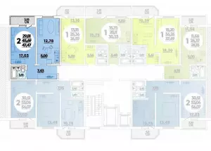 2-х комнатная квартира 47.47 м² в ЖК «Квартал №6»