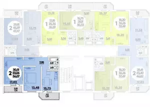 2-х комнатная квартира 56.07 м² в ЖК «Квартал №6»