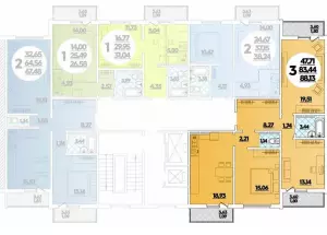 3-х комнатная квартира 88.13 м² в ЖК «Квартал №6»