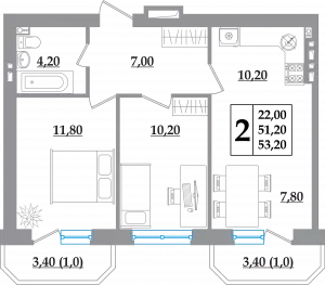 2-х комнатная квартира