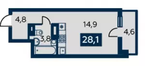 Квартира-студия 28 ЖК «Квартет»