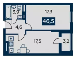 1-комнатная квартира 47 ЖК «Квартет»