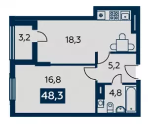 1-комнатная квартира 48 ЖК «Квартет»