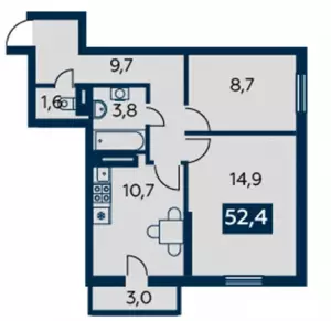 2-х комнатная квартира 52 ЖК «Квартет»