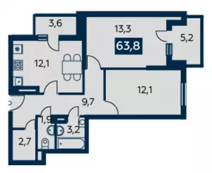 2-х комнатная квартира 64 ЖК «Квартет»