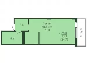 Квартира-студия 34.7 м² в ЖК «Лиговский»