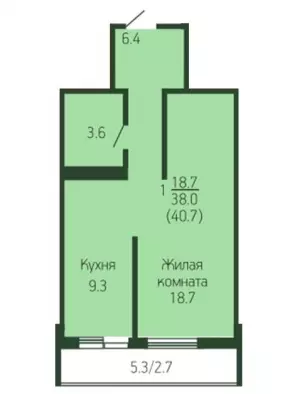 1-комнатная квартира 40.7 м² в ЖК «Лиговский»