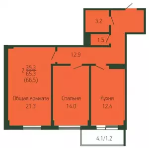 2-х комнатная квартира 66.5 м² в ЖК «Лиговский»