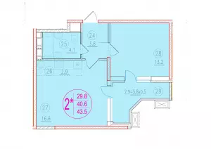 2-х комнатная квартира 43.5 ЖК «Лайм»