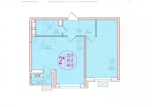 2-х комнатная квартира 46.9 ЖК «Лайм»