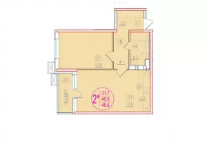 2-х комнатная квартира 48.8 ЖК «Лайм»